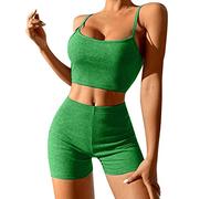 Women's Gym 2 Piece Sets Workout Outftis Exercise Activewear Set High Waisted Ribbed Yoga Shorts Seamless Sports Bra Stretch Tights Jogger Shorts Tracksuit Womens Full Set 10 Piece Outfits