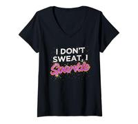 Womens Gym Fitness Workout Funny Don't Sweat I Sparkle Quote V-Neck T-Shirt