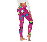 Womens Gym Leggings - Women’s Printed Casual Yoga Pants With Fluorescent Floral Pattern For Everyday Wear And Athletic Activities Long Trousers Suitable For Daily Life
