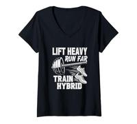 Womens Gym Running Lover Lift Heavy Run Far Hybrid Athlete Training V-Neck T-Shirt