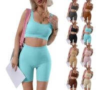 Womens Gym Sets 2 Piece Shorts - Womens Tracksuit Sets 2 Piece Shorts High Waisted Seamless Sports Bra Lightweight Outftis Exercise Activewear Set Comfotable Sportswear For Beach Holiday