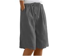 Womens Gym Shorts Jean Shorts Women Ladies Jogger Plus Size Summer Clothes High Waist Drawstring Solid Color Half Activewear Loose Fit Wide Leg Cotton Linen Fitness Sport Pocket