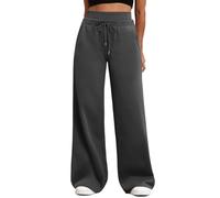 Women's Gym Sport Jogger Sweatpants Casual Joggers Sweatpants Solid Color Drawstring High Waist Wide Leg Joggers Pockets Pants and Baggy Elastic Trousers for Casual Hip Hop Dark Gray