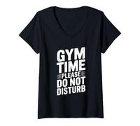 Womens Gym Time Please Do Not Disturb Funny Workout Humor V-Neck T-Shirt