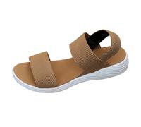Womens Gym Trainers Flat Shoes for Women New Large Size Trainers Fly Weave Fish Mouth One Word Buckle Flat Sandals Orthopedic Tennis Lightweight Non Womens Wedge Shoe Brown 5.5