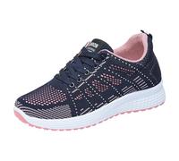 Womens Gym Trainers, Lace up Running Wide Fit Sneakers Breathable Mesh Orthopedic Shoes Casual Non Slip Walking Shoes Lightweight Low Top Tennis Trainer Athletic Walk Workout Sport Shoe Blue