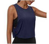Women's Gym Vest Activewear Sleeveless Tops Basic Casual Workout Tank Top Ladies Loose Fit Sport Jogger Yoga T Shirts Crewneck Tank Tops Breathable Lightweight Tee Shirts Summer Vests Dark Blue