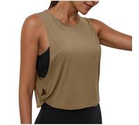 Women's Gym Vest Activewear Sleeveless Tops Basic Casual Workout Tank Top Ladies Loose Fit Sport Jogger Yoga T Shirts Crewneck Tank Tops Breathable Lightweight Tee Shirts Summer Vests Khaki