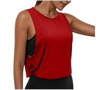 Women's Gym Vest Activewear Sleeveless Tops Basic Casual Workout Tank Top Ladies Loose Fit Sport Jogger Yoga T Shirts Crewneck Tank Tops Breathable Lightweight Tee Shirts Summer Vests Red