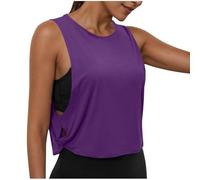 Women's Gym Vest Activewear Sleeveless Tops Basic Casual Workout Tank Top Ladies Loose Fit Sport Jogger Yoga T Shirts Crewneck Tank Tops Breathable Lightweight Tee Shirts Summer Vests