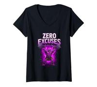 Womens Gym Weightlifting Zero Excuses Purple Ogre Lifting V-Neck T-Shirt