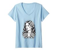 Womens Gypsy Tattoo Cool Lady Classic American Tattoos Vintage V-Neck T-Shirt