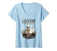Women's Habemus Papam Leo XIV World Tour Catholic Pope Vintage V-Neck T-Shirt