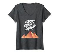Women's Habibi Come to Egypt V-Neck T-Shirt, Dark Heather Grey, Large