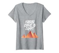 Women's Habibi Come to Egypt V-Neck T-Shirt, Heather Grey, Medium