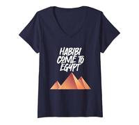 Women's Habibi Come to Egypt V-Neck T-Shirt, Navy Blue, XX-Large