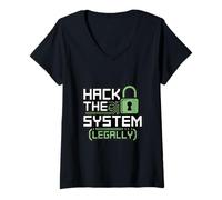 Womens Hack Legally Ethical Hacking Cyber Security V-Neck T-Shirt