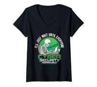 Womens Hacking IT Tech Seriously Programmer Cyber Security Hacker V-Neck T-Shirt