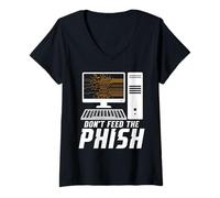 Womens Hacking IT Technician Phish IT Tech Cybersecurity Specialist V-Neck T-Shirt