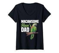 Womens Hahn´s Macaw Dad Parrot Owner Birdkeeper Father Hahn´s Macaw V-Neck T-Shirt