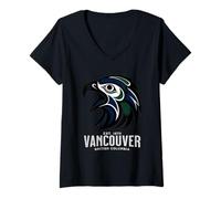 Womens Haida Eagle Vancouver Indigenous Northwest Coast Tribal V-Neck T-Shirt