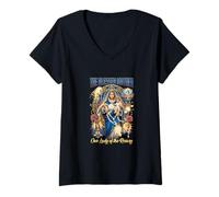 Women's Hail Mary Blessed Mother Rosary Prayer V-Neck T-Shirt
