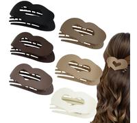 Women's Hair Clips, 6 PCS Heart Design French Hair Clips, French Duckbill Hair Clip, Non-Slip Matte Duckbill Hair Clip, Curved Design Hair Claw Clips for Everyday Wear, Sports