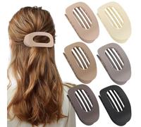 Women's Hair Clips, Flat Hair Clips, French, Curved Design, Matte Large Non-Slip, Simple Elegant Duckbill, Strong Secure Hold Side Inner Teeth Hair Claws for Thin Hair and Thick Hair (S-6 Pieces)