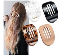 Women's Hair Clips, Flat Hair Clips, French, Curved Design, Matte Large Non-Slip, Simple Elegant Duckbill, Strong Secure Hold Side Inner Teeth Hair Claws for Thin Hair and Thick Hair (C-4 Pieces)
