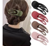 Women's Hair Clips, Flat Hair Clips, French, Curved Design, Matte Large Non-Slip, Simple Elegant Duckbill, Strong Secure Hold Side Inner Teeth Hair Claws for Thin Hair and Thick Hair (K-4 Pieces)