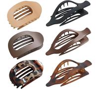 Women's Hair Clips, Flat Hair Clips, French, Curved Design, Matte Large Non-Slip, Simple Elegant Duckbill, Strong Secure Hold Side Inner Teeth Hair Claws for Thin Hair and Thick Hair (T-6 Pieces)