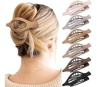 Women's Hair Clips, Flat Hair Clips, French, Curved Design, Matte Large Non-Slip, Simple Elegant Duckbill, Strong Secure Hold Side Inner Teeth Hair Claws for Thin Hair and Thick Hair (Q-6 Pieces)