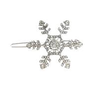 Womens Hair Clips Snowflake Head Piece Rhinestone Hair Clips Pins For Women Girls Silver Crystal Barrettes For Bride Wedding Bridal Accessories 2pcs Barrette Clip (Silver, One Size)