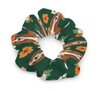 Womens Hair Scrunchies Crazy Basset Hound Florals Soft Elastic Hair Ties for Thick Thin Hair, No Crease Phone Cord Hair Ties Hair Accessories