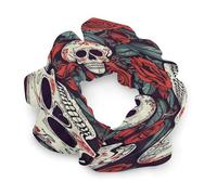 Womens Hair Scrunchies,Sugar Skulls And Red Roses Print Hair Ties,elastic Hair Bands,cute Ponytail Holder,women Hair Accessories