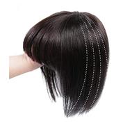 Women's Hair Topper with Bangs for Thinning Hair Clip in Real Human Hair Toupee Hairpieces, 6" Dark Brown