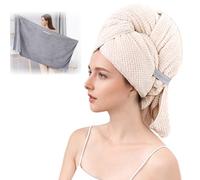 Women's Hair Turban Towel 60x100 cm, Coral Fleece Super Absorbent Quick-Dry Hair Wrap Cap for Long Thick Hair, Soft Lightweight Bath Shower Hair Towel (khaki)