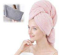 Women's Hair Turban Towel 60x100 cm, Coral Fleece Super Absorbent Quick-Dry Hair Wrap Cap for Long Thick Hair, Soft Lightweight Bath Shower Hair Towel (pink)