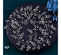 Women's Hair Vine Pearl Crystal Headband Wedding Bridal Headdress Handmade Long Hair Accessories (HP120 1pcs (1pack))