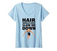 Women's Hair Would Only Slow Me Down Bald Runner Speed V-Neck T-Shirt