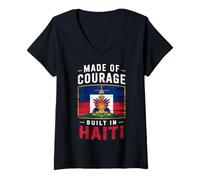 Womens Haiti Flag Day Proud Haitian Roots V-Neck T-Shirt