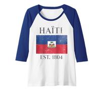 Womens Haitian Revolution 1804 Haiti Flag Independence Day Raglan Baseball Tee