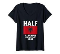 Women's Half Albanian is Better Than None National Flag Albania V-Neck T-Shirt