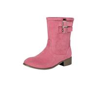 Women's Half Boots with Heel, Suede Ankle Boots Women's Brown with Buckles Leather Boots Western Boots Half Boots Suede Boots Slip On Faux Suede Short Boots Cowboy Boots Women's Boots, pink, 9 UK