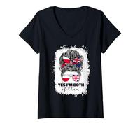 Womens Half Britain and Polish British UK Poland Flag Girl Women V-Neck T-Shirt