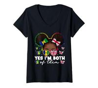 Women's Half Britain and Vincentian British UK St Vincent Flag Girls V-Neck T-Shirt