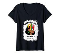 Womens Half Britain and Zimbabwean British UK Zimbabwe Flag Girl V-Neck T-Shirt