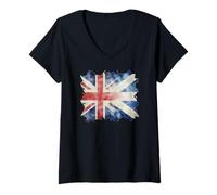 Womens Half British and Scottish UK Scotland Roots Union Jack Flag V-Neck T-Shirt