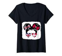 Womens Half British Half Danish Girl Britain and Denmark Mix Roots V-Neck T-Shirt