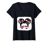 Womens Half British Half Egyptian Girl Britain and Egypt Mix Roots V-Neck T-Shirt
